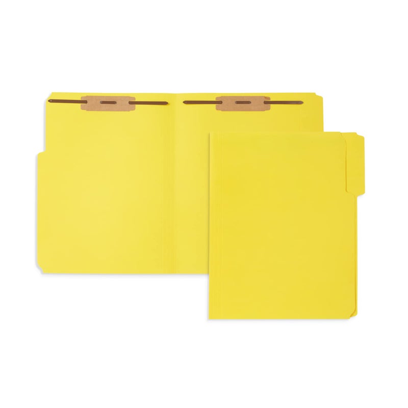 Blue Summit Supplies 50 Yellow Fastener File Folders - 1/3 Cut Reinforced Tab - Durable 2 Prongs Bonded Fastener Designed to Organize Standard Medical Files, Office Reports - Letter Size, Yellow, 50 Pack - Image 1